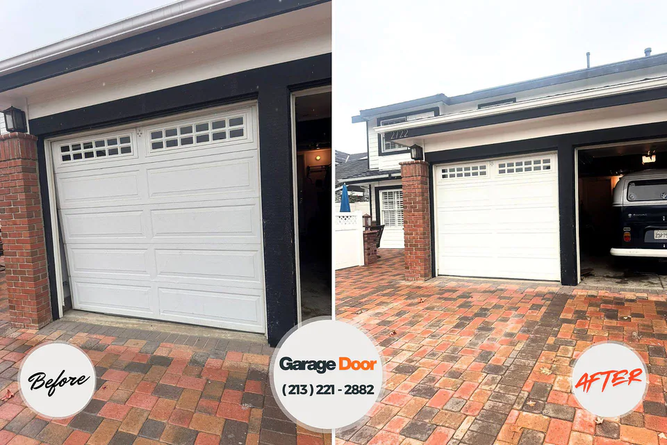 Before and after: garage door repair Woburn, MA